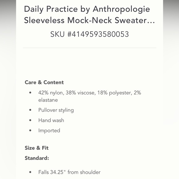 Anthropologie NWT Daily Practice Sleeveless Mock-Neck Sweater Dress Size S - Picture 7 of 11